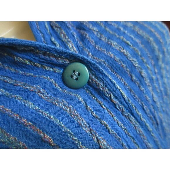 Vintage Mill Valley Womens Blue Striped Button-Up Big Shirt Medium Rayon Blend - Picture 5 of 5